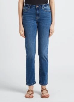 Vila Faded Jeans Straight Mid-waist Cotton Denim Jeans