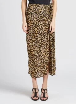 MOUCHOIR - Beige Straight-cut Printed Midi Skirt