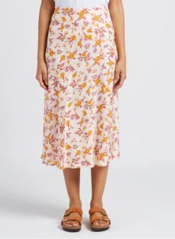 SEE U SOON Beige Printed Midi Skirt