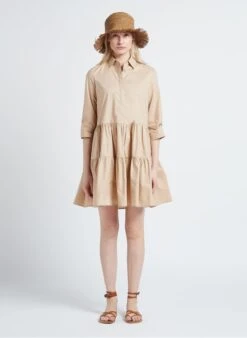 GERARD DAREL JADEN - Multicolored Gathered Cotton Midi Dress