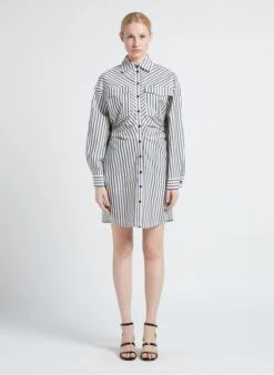 Second Female AYLA DRESS - Blue Striped Cotton Shirt Dress