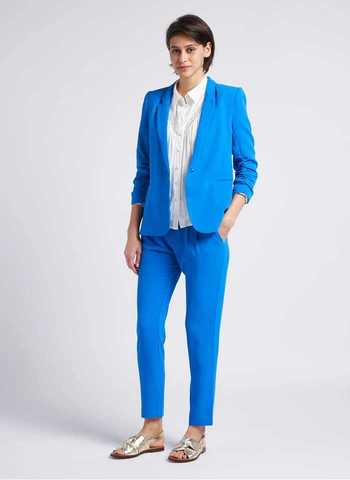 Ikks Blue Pleated Slim-fit Pants - Image 4