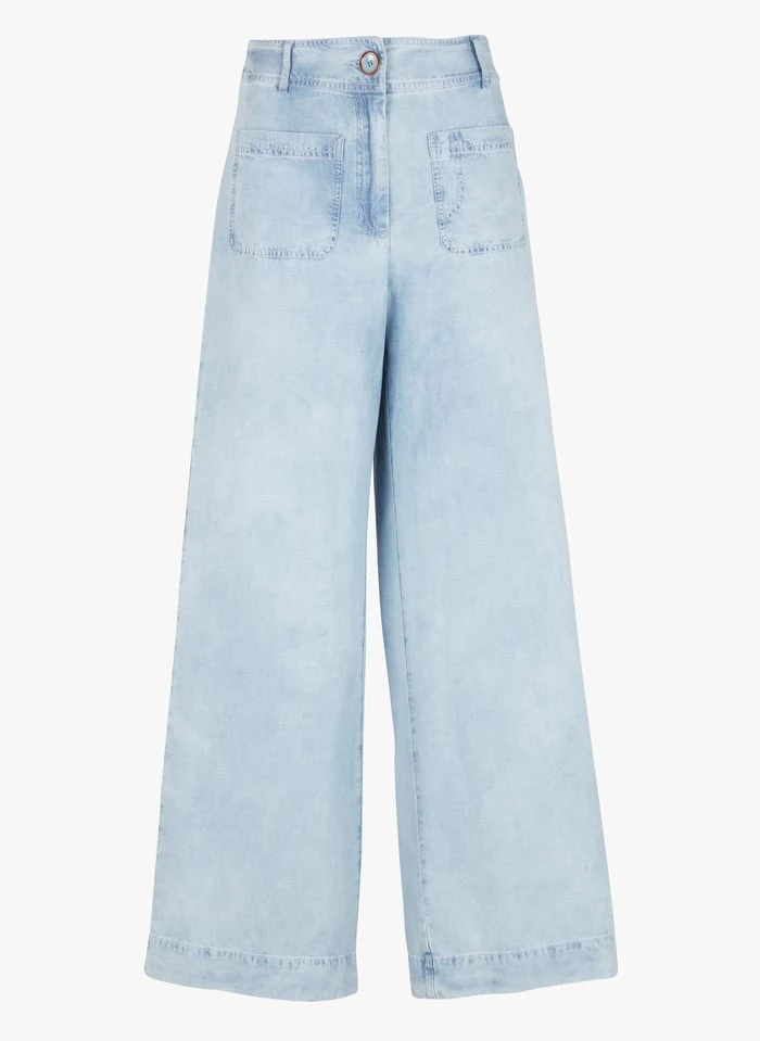 Sessun MANHATTI - Faded Jeans Wide-leg Cotton-blend Pants - Image 4