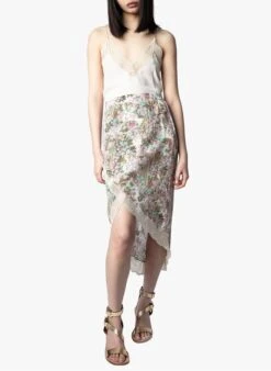 Zadig & Voltaire JEUDIE - Pink Long Floral Print Wrap Skirt