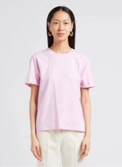 MOSS COPENHAGEN TERINA - Pink Round-neck Cotton T-shirt