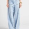 Sessun MANHATTI - Faded Jeans Wide-leg Cotton-blend Pants