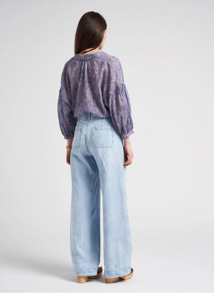Sessun MANHATTI - Faded Jeans Wide-leg Cotton-blend Pants - Image 6