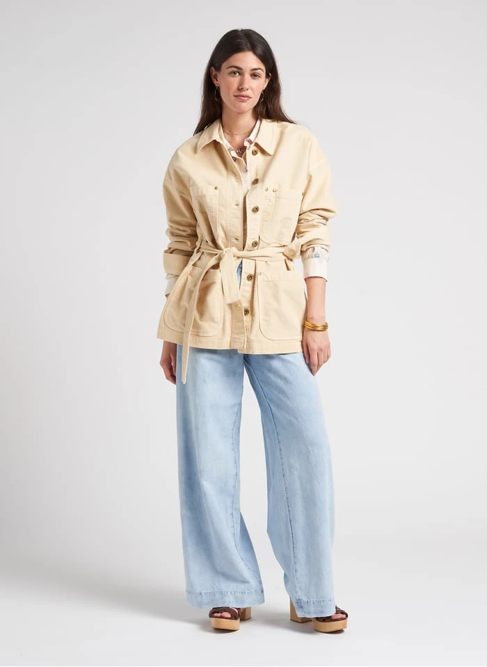 Sessun MANHATTI - Faded Jeans Wide-leg Cotton-blend Pants - Image 9