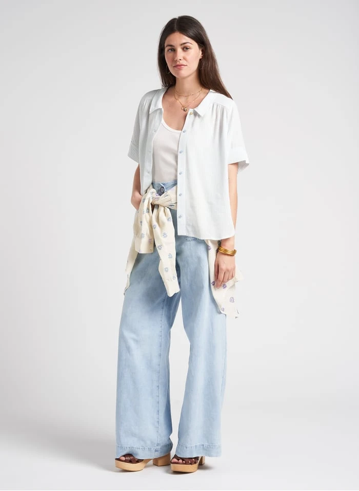 Sessun MANHATTI - Faded Jeans Wide-leg Cotton-blend Pants - Image 11
