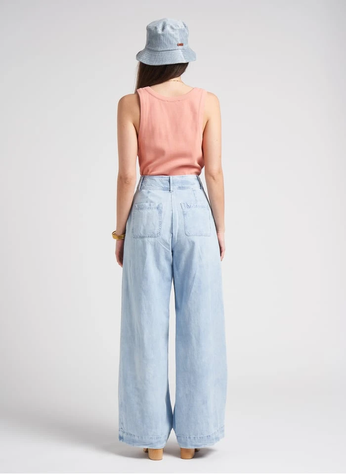 Sessun MANHATTI - Faded Jeans Wide-leg Cotton-blend Pants - Image 14