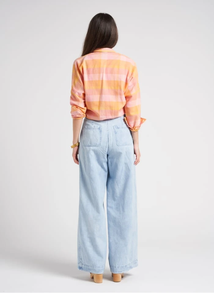 Sessun MANHATTI - Faded Jeans Wide-leg Cotton-blend Pants - Image 16