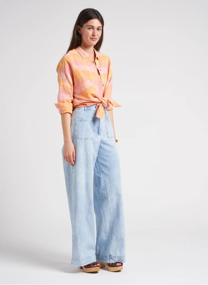 Sessun MANHATTI - Faded Jeans Wide-leg Cotton-blend Pants - Image 15