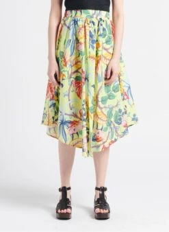 MAX & Co. FABRIANO - Multicolored Printed Cotton Midi Skirt