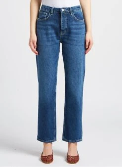 Reiko MILO - Blue High-rise Straight Cotton-blend Jeans