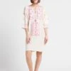 CLARA - White Short Embroidered Cotton-blend Henley Dress