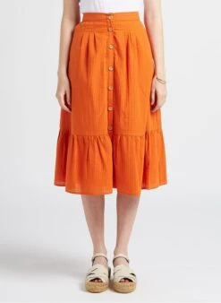 JACIM - Orange Organic Cotton Midi Skirt