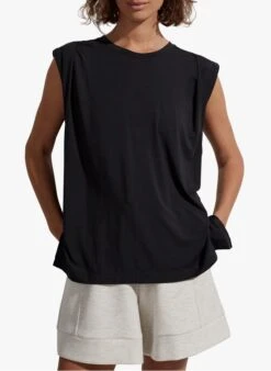 Varley CALGARY - Black Round-neck Tank Top