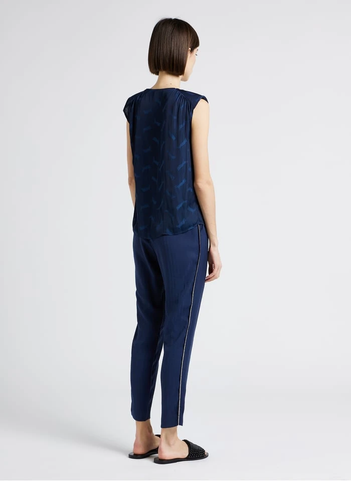 LE TEMPS DES CERISES REYDEL - Blue Pants With Asymmetric Fastening - Image 5