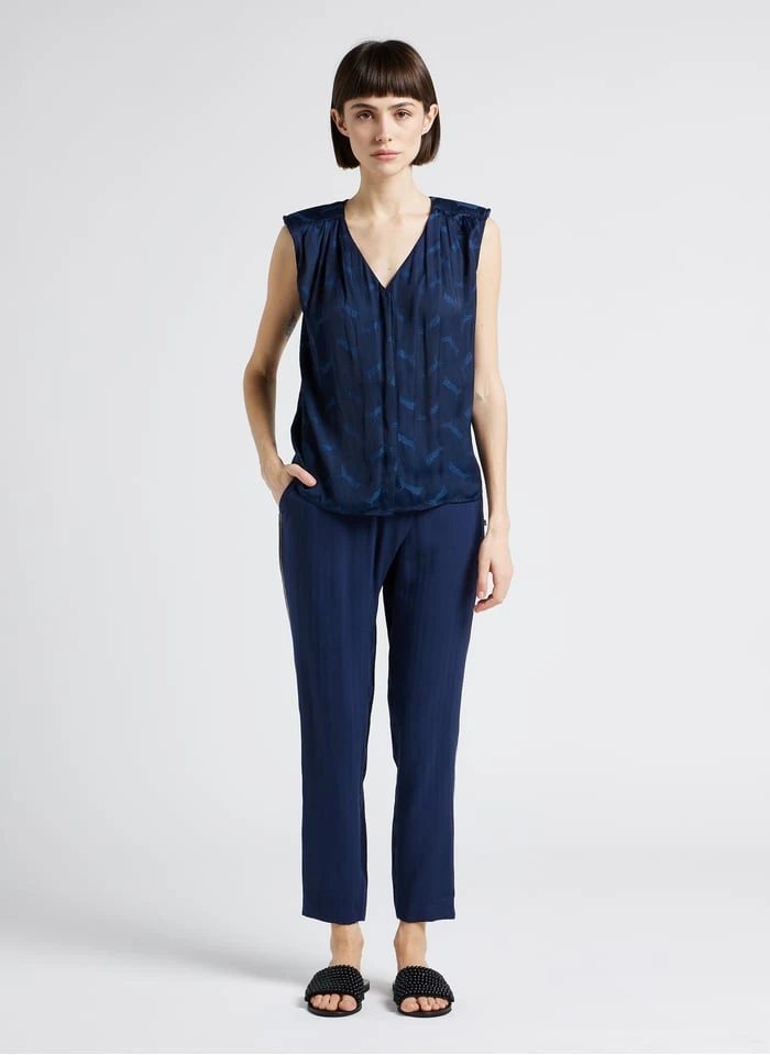 LE TEMPS DES CERISES REYDEL - Blue Pants With Asymmetric Fastening - Image 6
