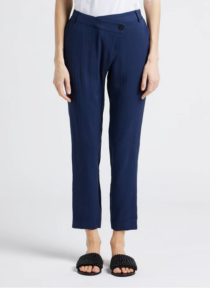 LE TEMPS DES CERISES REYDEL - Blue Pants With Asymmetric Fastening