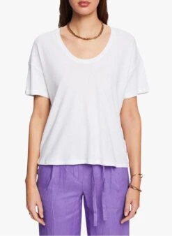 ESPRIT White Loose-fit Round-neck T-shirt