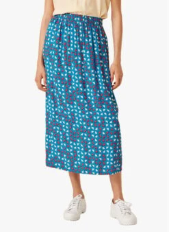 EUGELIA - Blue Printed Midi Skirt