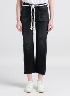 LE TEMPS DES CERISES PRICILIA - Black 7/8 Stretch Jeans