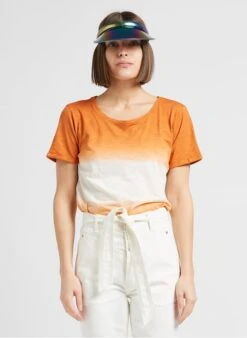 MAISON 123 CAROLINE - Yellow Round-neck Tie-dye Print Cotton-blend T-shirt