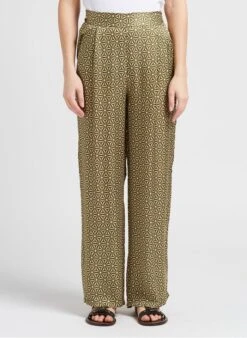 LA PETITE ETOILE MOONA - Green Wide-leg Printed Pants With High Waist