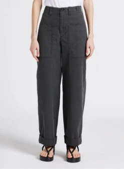 Soeur THABOR - Grey Wide-leg Washed Cotton Pants