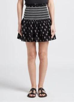 BERENICE Black Printed Short Flared Skirt