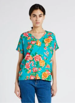 OISEAU DE PARADIS - Blue Straight V-neck T-shirt