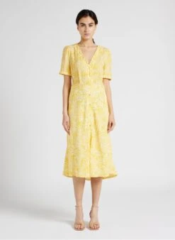 Vila LUMIA - Orange Printed V-neck Midi Dress