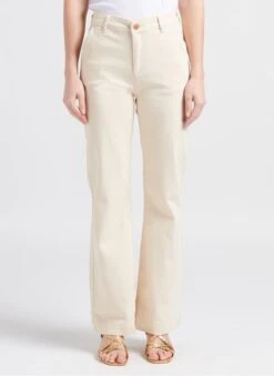 FARAH - Beige Organic Cotton-blend Flared Jeans