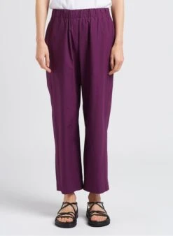 PENNY-POP - Purple Straight-leg Cotton Poplin Pants