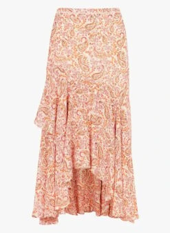 BERENICE JANY - Pink Long Asymmetric Printed Skirt