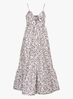 FRNCH NADEGE - Purple Long Cotton V-neck Dress